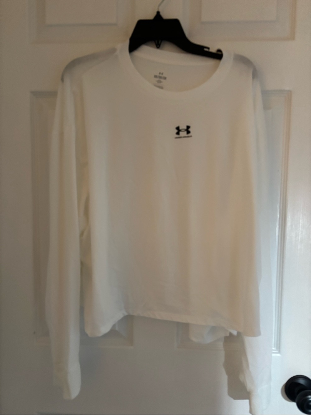 Under Armour White Long-Sleeve Crew with Under Armor Logo